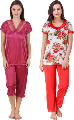 KEOTI Women Printed Red Night Suit Set