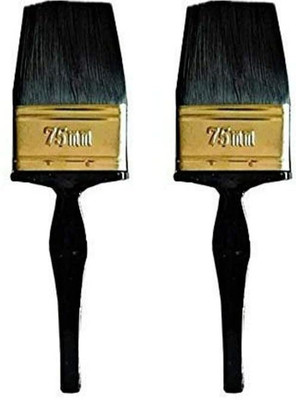 Caneuf Double Thickness Triple Boiled Paint Brush Pure Nylon Blend oil paint 75 mm P 02(Set of 2, Black)