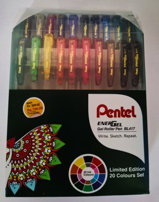 PENTEL Energel 20 Ink Colours Roller Gel Pen(Pack of 20, Ink Color - Multicolor)