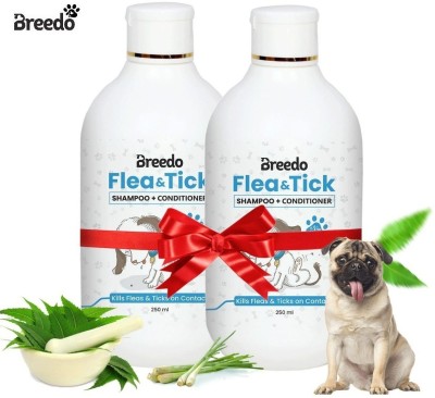 Breedo Combo of 2 Dog Flea-Tick Shampoo (250 ml) + Flea-Tick Shampoo (250 ml) Allergy Relief, Conditioning, Anti-fungal, Anti-microbial, Anti-itching, Anti-dandruff Natural Dog Shampoo(500 ml)
