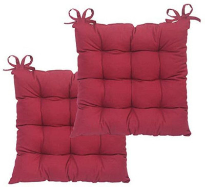 Manrabond Microfibre Solid Chair Pad Pack of 2(Maroon)