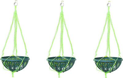 HOIVA (Pack of 3) 8 Inch Orchid Spherical Pot with hanging rope Plant Container Set(Pack of 3, Plastic)