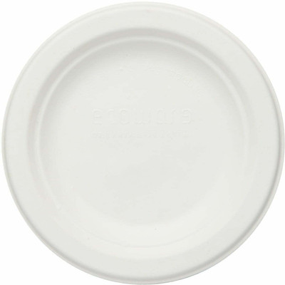 VLG Disposable Eco-Friendly Plates for Birthday and Party, Sleek white and embossed Rice Plates(Pack of 50, Microwave Safe)