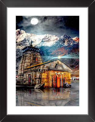 KEDARNATH SHIVA TEMPLE Wall Poster With Frame Paper Print(10 inch X 13 inch)