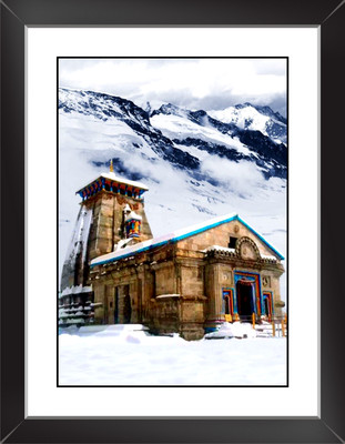 KEDARNATH SHIVA TEMPLE Wall Poster With Frame Paper Print(10 inch X 13 inch)