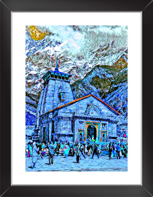 KEDARNATH SHIVA TEMPLE Wall Poster With Frame Paper Print(10 inch X 13 inch)