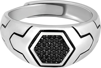 GIVA Sterling Silver Black is King Ring For Mens Sterling Silver Zircon Silver Plated Ring