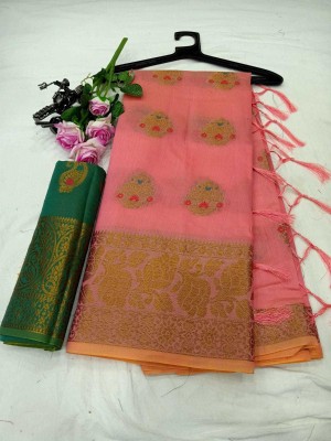 AARAANA Self Design, Woven Banarasi Pure Silk, Cotton Silk Saree(Pink)