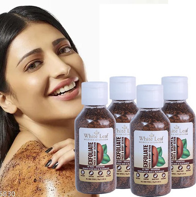 White Leaf Exfoliate Scrub For Face & Body Dirt Removal From Neck, Knees, Elbows Scrub(300 g)