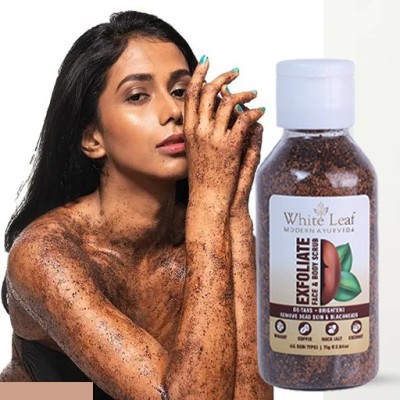 White Leaf Body Scrub Walnut Exfoliate & Remove Tan Coffee Body Scrub Oily/Normal Skin Scrub(75 g)