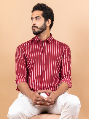 TISTABENE Men Printed Casual Red Shirt