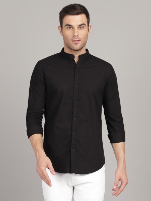 TOMWOOD Men Solid Casual Black Shirt