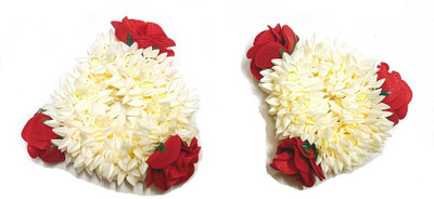Jasmine Red Rose Gajra Rubber Band Scrunchies Artificial Juda Maker Veni Gajra(White)
