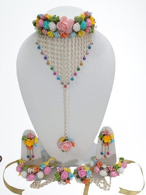 Anshiba Creation Fabric Multicolor, Yellow, Pink Jewellery Set(Pack of 1)