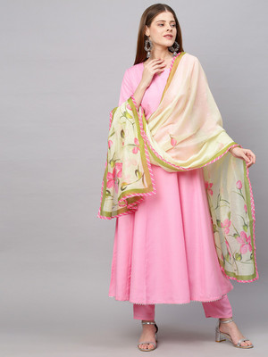 Gosriki Women Solid Anarkali Kurta(Pink)