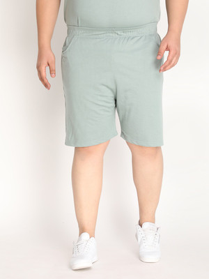 CHKOKKO Solid Men Green Basic Shorts