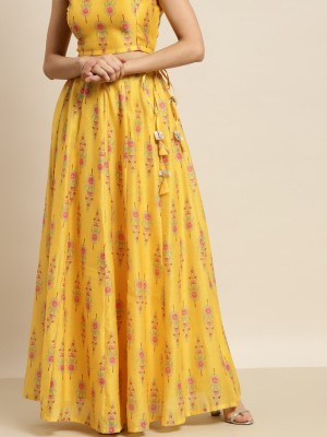Shae by SASSAFRAS Printed Women Flared Yellow Skirt