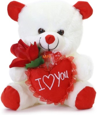 SASTATOY Red Rose Kids & Adults Gifting i Love You Teddy Bear - 32 cm (White)  - 200 mm(WHITE AND RED)