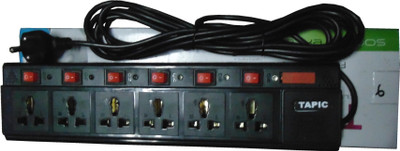 tJaggies AMOR Extension Cord Board Power Strip 6 Socket Individual Switch Flex box 5 Yard 6  Socket Extension Boards(Black, 2 m)