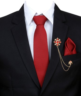 RANDOM STRIPE Silk Tie Pin Set(Red)