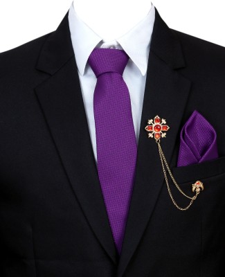 RANDOM STRIPE Silk Tie Pin Set(Purple)
