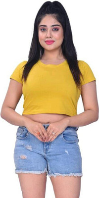 myshu Casual Solid Women Yellow Top