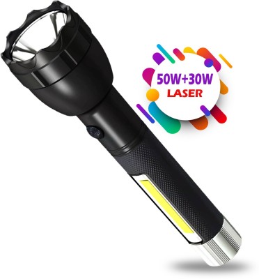Make Ur Wish Mini Rechargeable Search LED Light Long Range High Power Flashlight Torch(Black, 21 cm, Rechargeable)