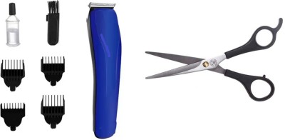 Lenon 528 Rechargeable Hair Trimmer Blue Runtime & Hair Cutting Scissors Trimmer 45 min  Runtime 6 Length Settings(Blue, Black)