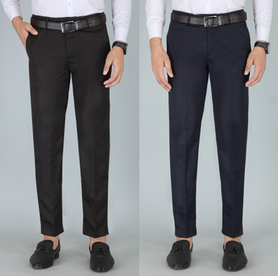 Kurus Slim Fit Men Black, Blue Trousers
