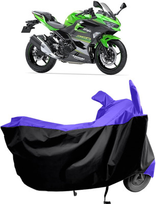 Amexride Two Wheeler Cover for Kawasaki(Ninja 250, Black, Blue)