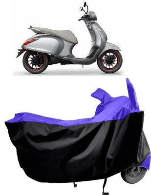 Amexride Two Wheeler Cover for Bajaj(Urbanite Chetak BS6, Black, Blue)