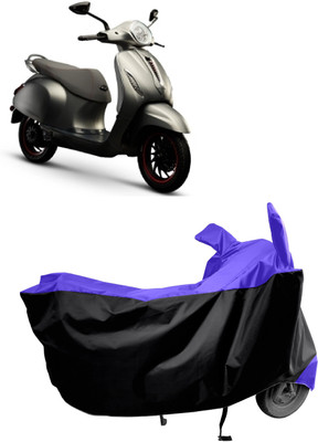 Amexride Two Wheeler Cover for Bajaj(Urbanite Chetak, Black, Blue)