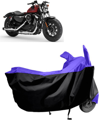 Amexride Two Wheeler Cover for Harley Davidson(Forty Eight, Black, Blue)