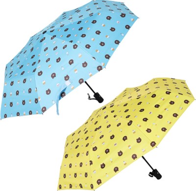 KEKEMI 3 fold Automatic Sun & Rain Umbrella(Yellow, Blue)