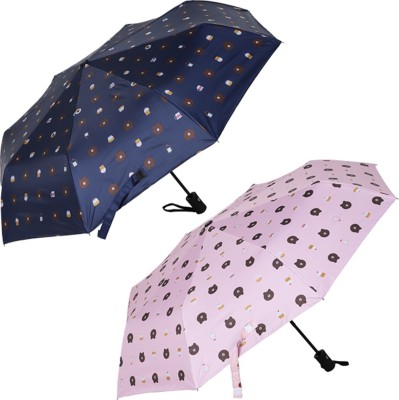 KEKEMI 3 fold Automatic Sun & Rain Umbrella(Blue, Pink)