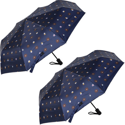 KEKEMI 3 fold Automatic Rain & Rain Umbrella(Blue, Blue)