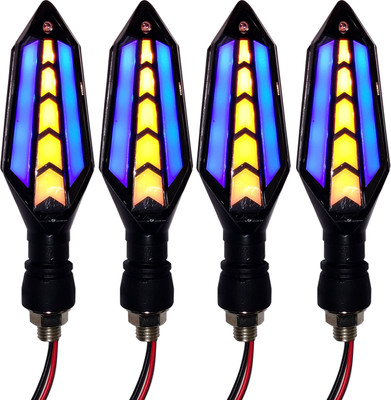 Pious Front, Rear LED Indicator Light for Bajaj Pulsar 150(Amber, Blue)