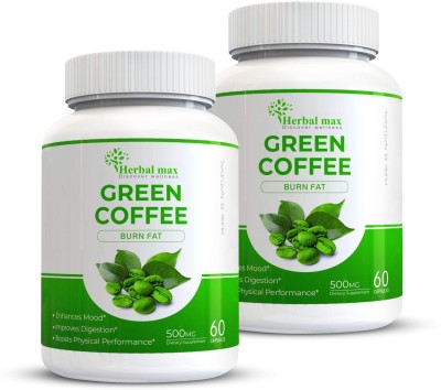 Herbal max Green Coffee Extract for Natural & Organic Weight Management- 120 Caps (Pack Of 2)(2 x 60 No)