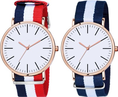 SPLAZOS D_W_D New Formal Colorful Fabrics Strap Round Dial Pack Of 2 Analog Watch  - For Boys & Girls