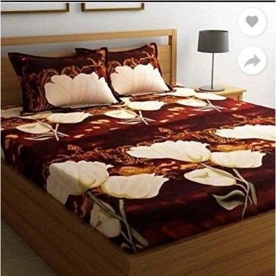 NEWMADHU 144 TC Polycotton Double 3D Printed Flat Bedsheet(Pack of 1, Malti)