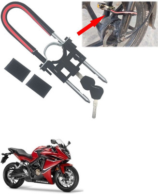 Qiisx Computerised Wave Key Bike Front Shocker Lock Wheel Lock Bike Front Shocker Lock Wheel Lock For CBR 650F Wheel Lock(Black, Red)