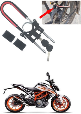 AutoGnix Computerised Wave Key Bike Front Shocker Lock Wheel Lock Bike Front Shocker Lock Wheel Lock For Duke 390 ABS Wheel Lock(Black, Red)