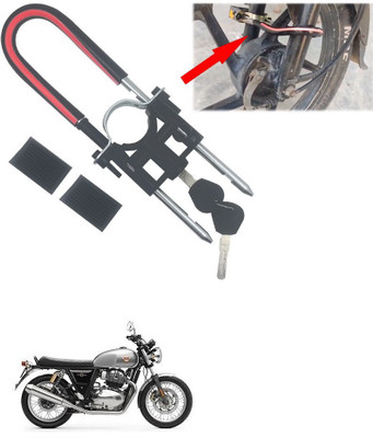 Qiisx Computerised Wave Key Bike Front Shocker Lock Wheel Lock Bike Front Shocker Lock Wheel Lock For Interceptor 650 Wheel Lock(Black, Red)