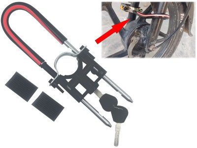 AutoGnix Computerised Wave Key Bike Front Shocker Lock Wheel Lock Bike Front Shocker Lock Wheel Lock For Universal For Bike Wheel Lock(Black, Red)