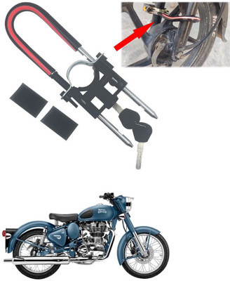 AutoGnix Computerised Wave Key Bike Front Shocker Lock Wheel Lock Bike Front Shocker Lock Wheel Lock For Classic 500 Wheel Lock(Black, Red)
