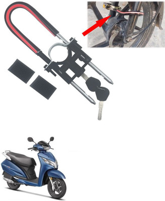 AutoGnix Computerised Wave Key Bike Front Shocker Lock Wheel Lock Bike Front Shocker Lock Wheel Lock For Activa 125 Wheel Lock(Black, Red)