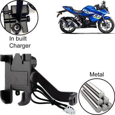 Pious Aluminum Alloy Mobile Phone Holder Motorcycle Bike Handlebar Mount For Gixxer SF Bike Mobile Holder(Black)