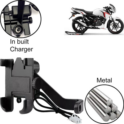 DvineAutoFashionZ Aluminum Alloy Mobile Phone Holder Motorcycle Bike Handlebar Mount For Apache Bike Mobile Holder(Black)