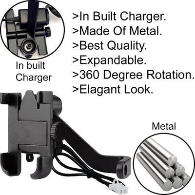 DvineAutoFashionZ Bike Phone Rack Aluminum Alloy Bicycle Mobile Holder Motorcycle Handlebar Mount Bike Mobile Holder(Black)