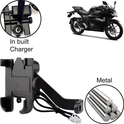 DvineAutoFashionZ Aluminum Alloy Mobile Phone Holder Motorcycle Bike Handlebar Mount For Gixxer Bike Mobile Holder(Black)